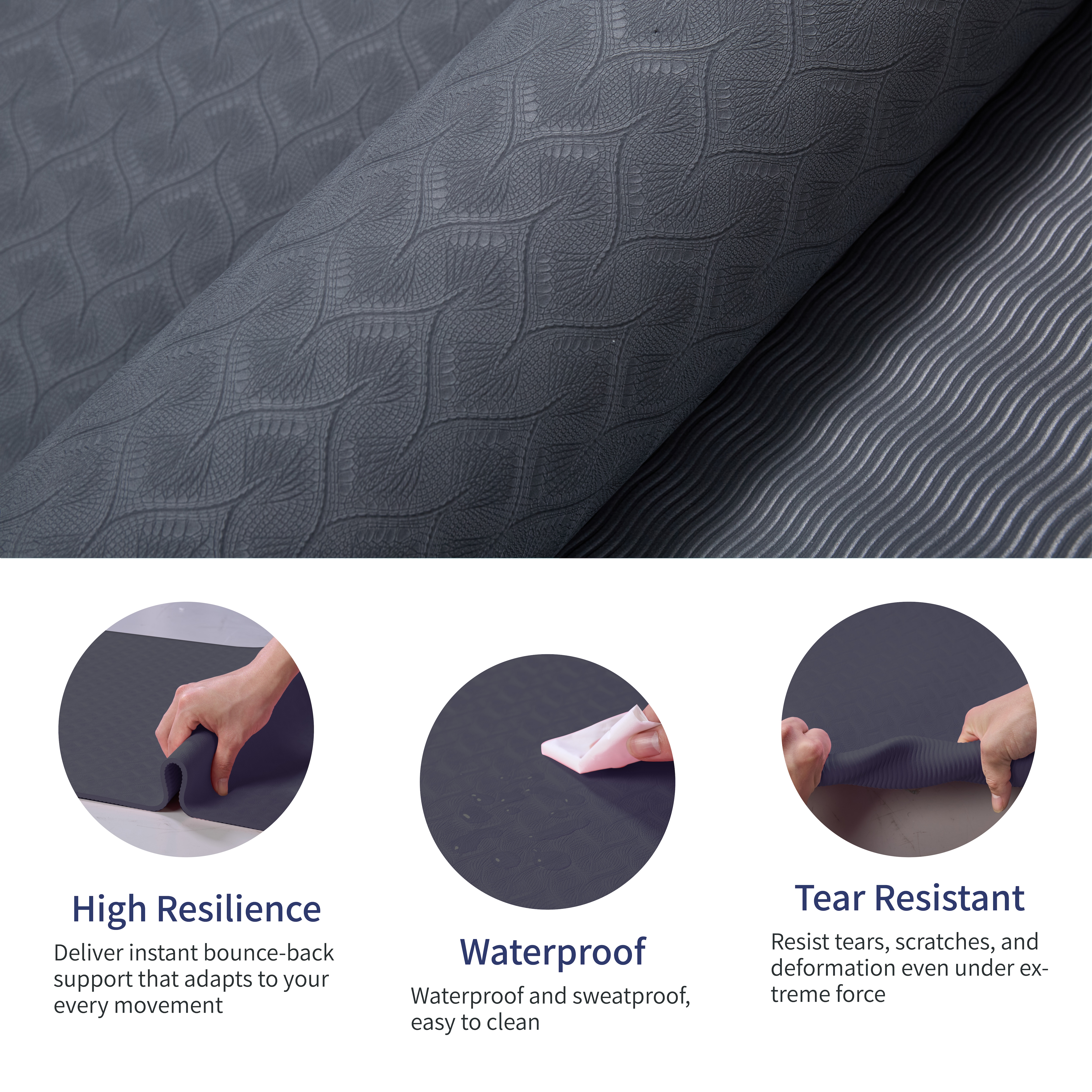 Yoga Mat, Exercise Yoga Mat With Non-Slip Design, Professional TPE Exericise Mat, 72" X 24" Multi-Purpose Workout Mat For Women, Pilates Fitness And Floor Exercises_voghion.com